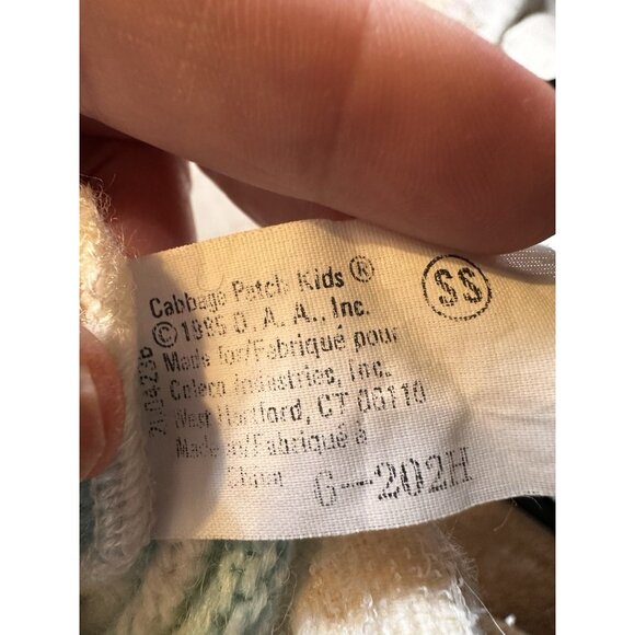 CPK Cabbage Patch Kids Vtg Baby Bean Butt BBB Blue White Knit Sleeper With Hat - Picture 11 of 13